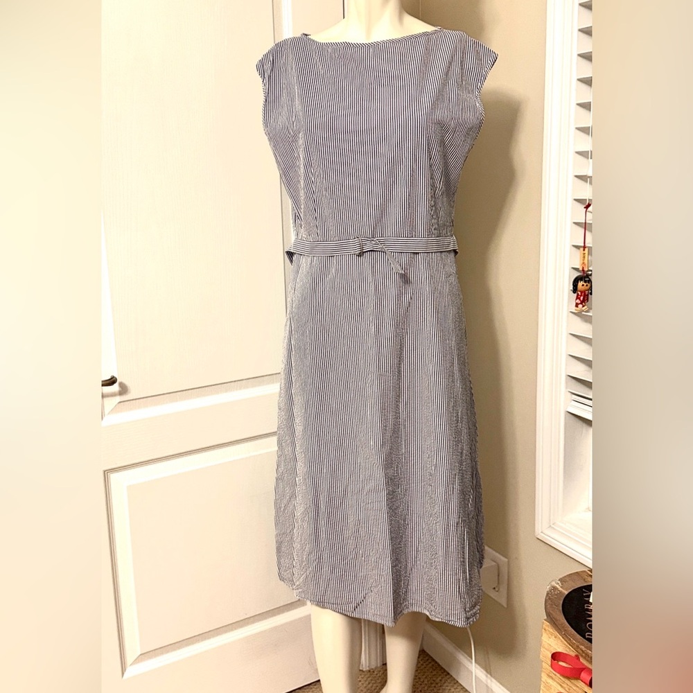 Uniqlo (L) Blue and White Striped Dress